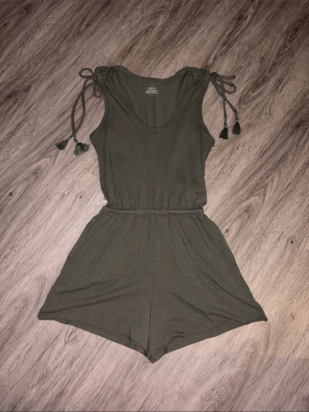 aerie Olive Green Sleeveless Tie-Shoulder One-Piece Romper